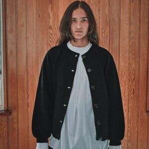 L'ENVERS GABY Balloon-Sleeve Cardigan in Alpaca